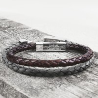 Personalised Hidden Message Leather Bracelet