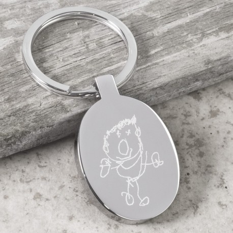 Keyring with Oval Drawing Charm
